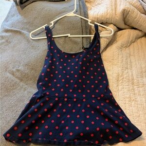 Express Women’s  Navy Blue Polka Dot Peplum Top. Sz M